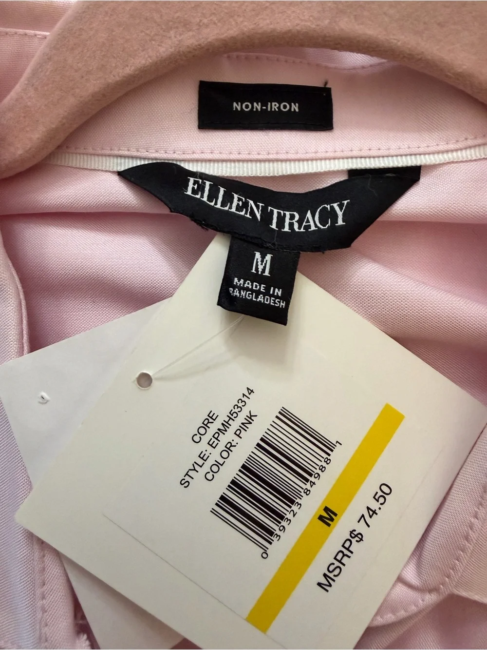 Ellen Tracy Pale Pink Classic Button-Down Blouse